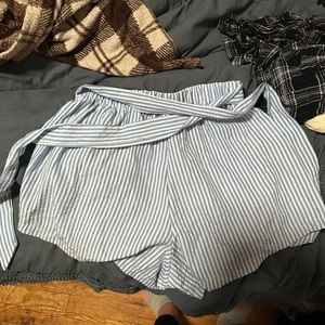Blue and white striped shorts